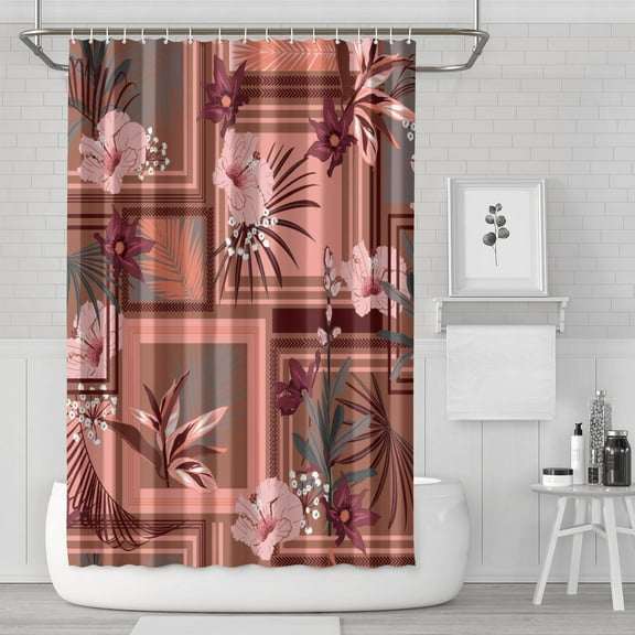 Nautical Coastal Shower Curtain 72x72 Inch Machine Washable Bathroom Drapes - Fade-Resistant Tropical Island Design with Hooks