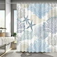 thumbnail image 1 of Nautical Coastal Shower Curtain Blue Ocean Beach Shower Curtain for Bathroom Starfish Seashell Coral Ocean Themed Home Decor Fabric Washable Waterproof with 12 Hooks 72x72 in, 1 of 6