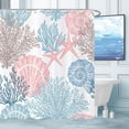thumbnail image 1 of Nautical Coastal Shower Curtain, Blue Pink Ocean Beach Seashell Starfish Themed Bathroom Curtain Waterproof Fabric Machine Washable with Hooks, 72" Wx72 L, 1 of 6