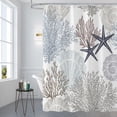 thumbnail image 1 of Nautical Coastal Shower Curtain, Ocean Beach Seashell Starfish Themed Shower Curtain for Bathroom Decor, Marine Underwater Waterproof Fabric Shower Curtain Set with Hooks, 72x72, Taupe, 1 of 6