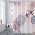 thumbnail image 1 of Nautical Coastal Shower Curtain, Ocean Beach Seashell Starfish Themed Shower Curtain for Bathroom Decor, Marine Underwater Waterproof Fabric Shower Curtain Set with Hooks, 72x72, Pink, 1 of 6