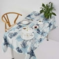 thumbnail image 1 of Nautical Coastal Table Cloth, Blue and White Undersea Starfish Seashell Coral Ocean Beach Tablecloths for Outdoor Picnic, Rectangle(55x55in), 1 of 6