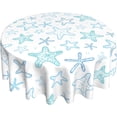 thumbnail image 1 of Nautical Coastal Tablecloth Round 60 Inch Rustic Blue Ocean Starfish Print Table Cloth Summer Sea Beach Decorative Table Cover with Wrinkle Resistant for Home Kitchen Dining Table Indoor Party Picnic, 1 of 6