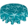 thumbnail image 1 of Nautical Coastal Tablecloth Round 60 Inch Rustic Teal Turquoise Starfish Ocean Table Cloth Wrinkle Resistant Summer Sea Beach Table Cover Decorative for Home Kitchen Dining Indoor Party Picnic, 1 of 6