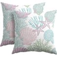 thumbnail image 1 of Nautical Coastal Throw Pillow Covers 18x18 Inch Summer Beach Theme Outdoor Pillow Covers Set of 2 Ocean Seashell Coral Starfish Pillow Cases Cotton Linen Cushion Covers for Couch Bed Sofa Home Decor, 1 of 4