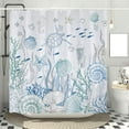 thumbnail image 1 of Nautical Coastal Turtle Shower Curtain, Blue Ocean Theme Coral Seashell Starfish Seahorse Bathroom Curtain, Kids Beach Themed Shower Curtains Set with Hooks, Fabric Waterproof 72x72 inch, 1 of 5