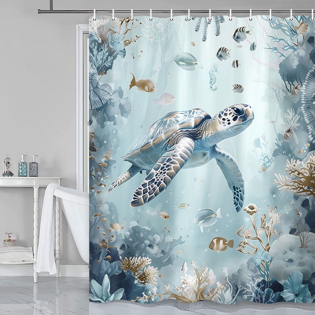 Decorative Star Fish Chrome Shower Curtain Hooks - Upgrade Your Bathroom Style A