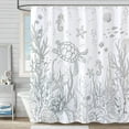 thumbnail image 1 of Nautical Coastal Turtle Shower Curtain, Coral Starfish Seashell Ocean Themed Bathroom Curtain, Underwater Seahorse Bathroom Decor Grey 72 x 72 inch, 1 of 6