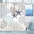 thumbnail image 1 of Nautical Coastal Waterproof Fabric Shower Curtain Starfish Seashell Coral Beach Themed Bath Curtain Ocean Shower Curtains for Bathroom, 1 of 5