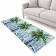 Nautical Coconut Tree Runner Rug 2.6'x8', Blue Wood Grain Soft Mat Non ...