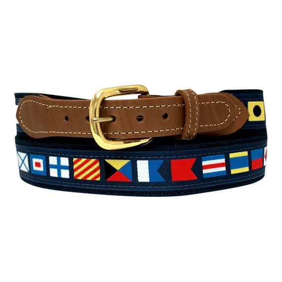 Nautical Code Flag Belt on Navy Webbing size 44