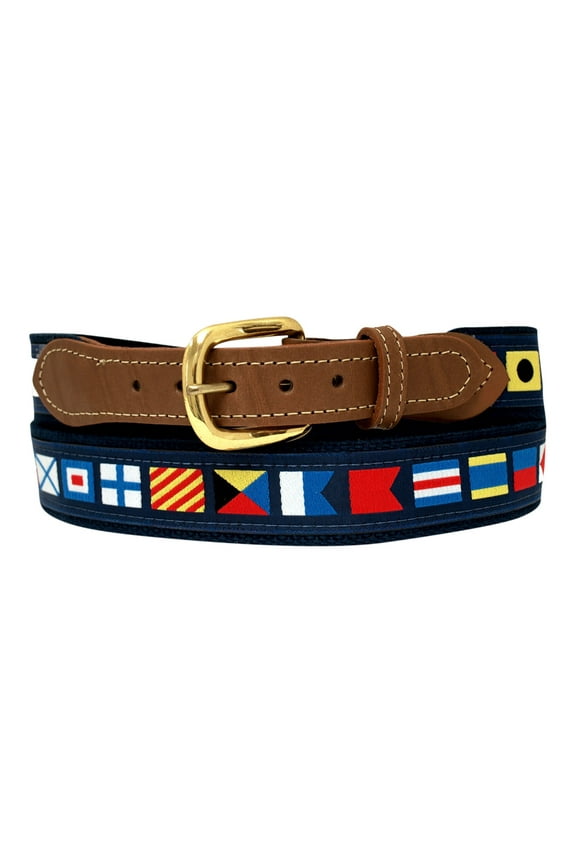 Nautical CodeFlag Belt on Navy Webbing size 38