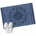thumbnail image 1 of Nautical Compass Bathroom Mat 2x3 FT, Non Slip Small Kitchen Mat, Navy Blue Striped Coastal Compass Washable Soft Backed Front Door Throw Rug Non-Shedding Indoor Outdoor Doormat for Entryway Sink, 1 of 9