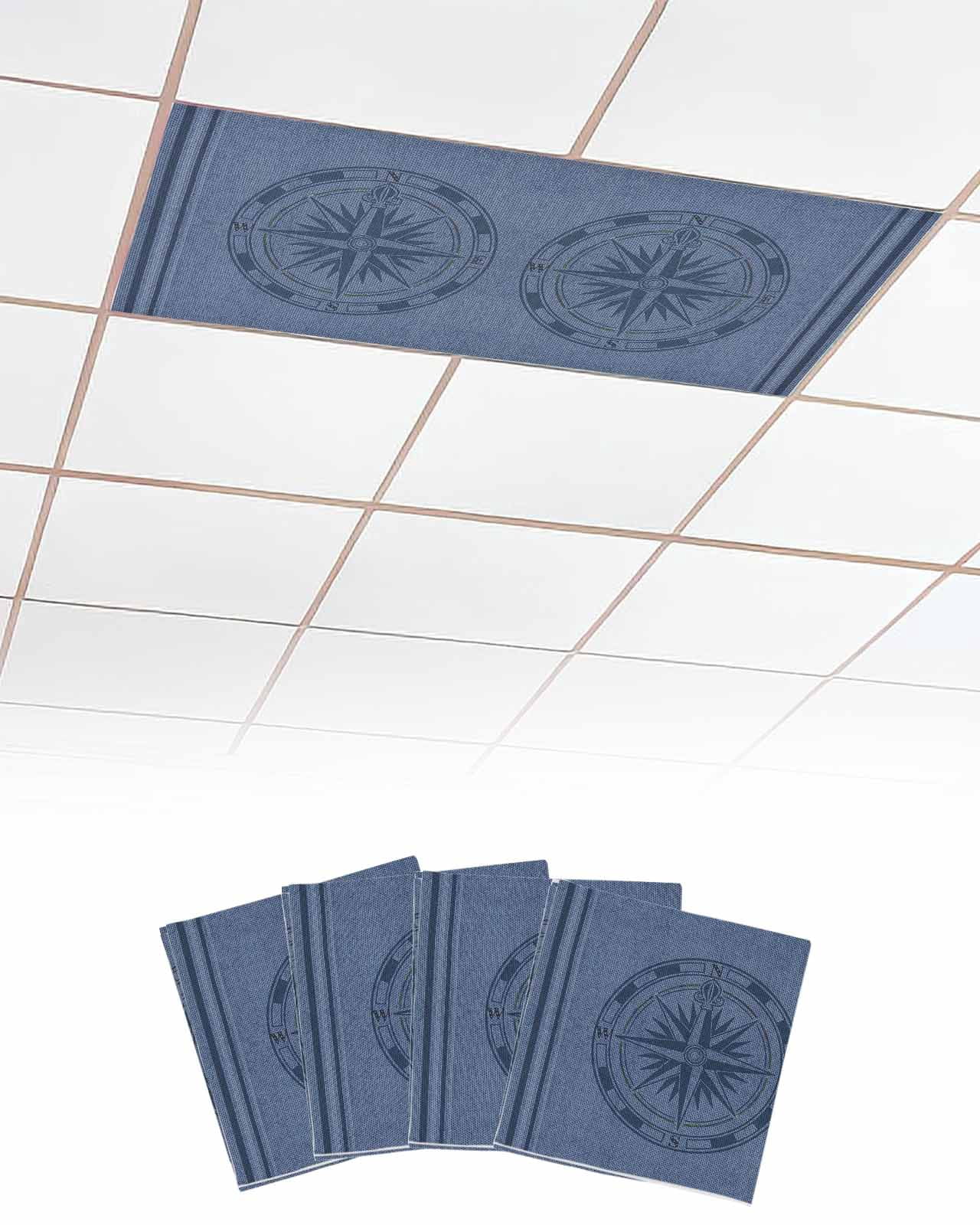 Nautical Compass Fluorescent Light Covers for Ceiling Lights 4x2 feet,4 ...