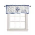 thumbnail image 1 of Nautical Compass Linen Curtain Valance for Bedroom/Bathroom/Kitchen/Office/Living/Dining Room Windows,Retro Sailing Map Tropical Palm Tree Navy Pocket Topper Drapes Decorative Cafe Drapery 54x18, 1 of 6