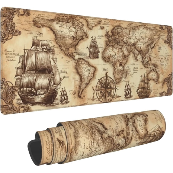 Nautical Compass Mouse Pad Extended Large Gaming Mouse Pad XL Stitched Edges for Gamer Home Office 31.5 X 11.8 Inch