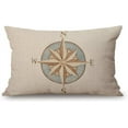 thumbnail image 1 of Nautical Compass Pillow Covers 12" x 20" Lumbar Pillow Covers Home Decorative Cotton Linen Cushion Case for Sofa Couch Housewarming Gifts Family Room Décor, 1 of 6