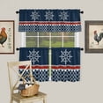 thumbnail image 1 of Nautical Compass Retro Geometric Curtain Tier and Valance Set 3 Piece, Red and White Stripes 3-inch Rod Pocket Window Tier Curtains Valance for Kitchen Living Room, 1 of 9