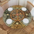 thumbnail image 1 of Nautical Compass Round Tablecloth Elastic Fitted Table Cover Washable Elastic Edge Tablecloths for Kitchen Dining Party Fitted Table 45-50 inch, 1 of 4