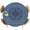 thumbnail image 1 of Nautical Compass Table Cloth, Round Fitted Tablecloths with Elastic Edge, Navy Blue Striped Coastal Compass Wipeable Waterproof Table Cover for Kitchen Wedding 36-44 Inches, 1 of 4