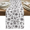 thumbnail image 1 of Nautical Compass Table Runner - 108 Inch Long, Kitchen Dining Table Runner Dresser Scarves, Black Grey Sailing Boat Map Anchor Farmhouse Decor for Coffee Tables Wedding Party Banquet, 1 of 8