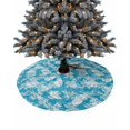 thumbnail image 1 of Nautical Conch Christmas Tree Skirt 48 Inches Large Christmas Skirt Tree, Teal Beach Coastal Geometric Striped Tree Skirt Christmas Decorations for Fireplace Party Holidays Indoor Outdoor, 1 of 7