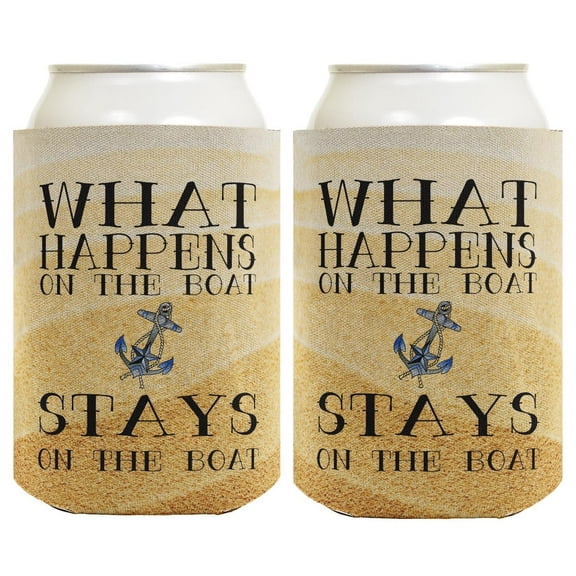 Nautical Coolie What Happens On The Boat Stays On The Boat 2-Pack Can Drink Thermocoolers