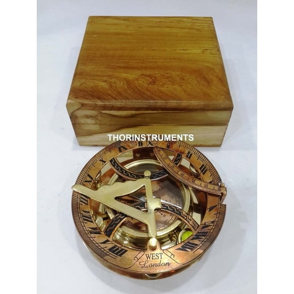 Nautical Copper & Brass Sundial Compass 4.5" Marine Compass - West London