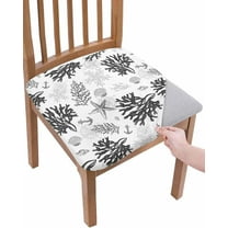 Nautical Corals Chair Seat Covers for Dining Room Stretch Chair Seat Covers Set of 4, Chair Seat Protector Cushion Slipcovers for Kitchen Restaurant Office Coastal Anchor Seashell Beach Starfish
