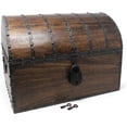 thumbnail image 1 of Nautical Cove Wooden Treasure Chest with Decorative Iron Strips with Iron Lock and Skeleton Keys, Keepsake Lock Box, Pirate Decor Chest, Antique Style, X-Large 16x12x12, 1 of 8
