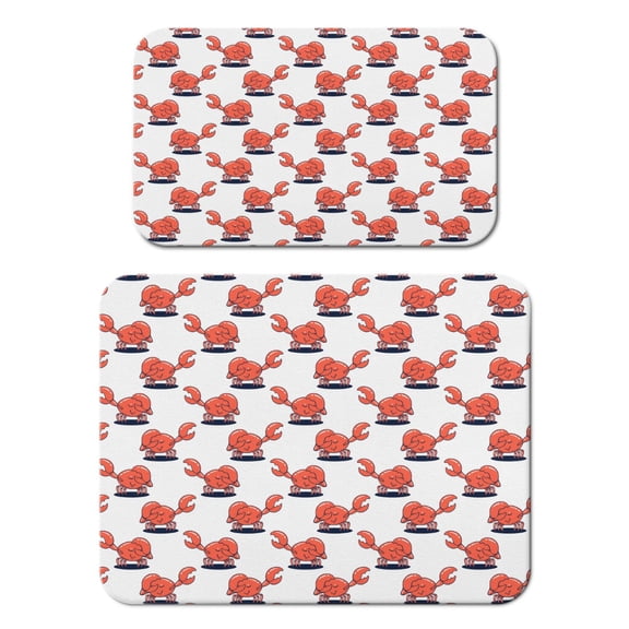 Nautical Crab Coffee Mat – Black and White Sea Life Design with Coastal Ocean Vibe, Absorbent and Reusable Mat for Kitchen or Coffee Station