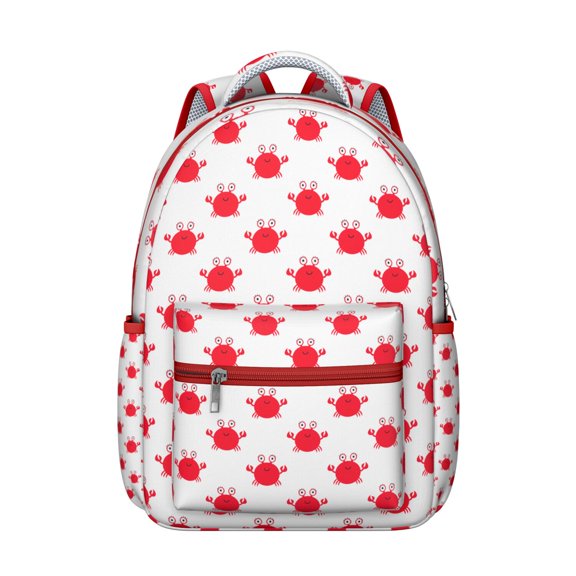 Nautical Crab and Sea Life Student Backpack Waterproof Durable Composite Oxford Cloth with Colorful Tropical Ocean and Marine Life Print, Adjustable Straps, Large Capacity for School