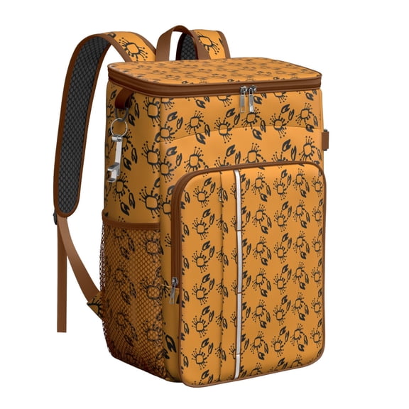Nautical Crab and Sea Print Backpack Cooler, Insulated Leakproof Cooler Bag, Waterproof Lunch Backpack for Outdoor Use, Fishing, Picnic
