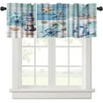 thumbnail image 1 of Nautical Curtain Valance for Windows Living Room Kitchen Farmhouse, Hawaiian Ocean Animal Teal Short Rod Pocket Tier Curtain Window Treatment, 1 Panel 54x18, 1 of 5