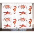 thumbnail image 1 of Ambesonne Nautical Curtains 2 Panel Set, Underwater Sea Ocean, 108" x 108", Salmon Dark Coral, 1 of 3