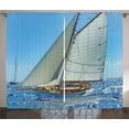 thumbnail image 1 of Ambesonne Nautical Curtains 2 Panel Set, Sailboat Regatta Race, 108" x 90", Blue White Brown, 1 of 3