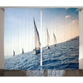 thumbnail image 1 of Ambesonne Nautical Curtains 2 Panel Set, Racing Sport Sailboats, 108" x 90", Blue White, 1 of 3