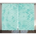 thumbnail image 1 of Ambesonne Nautical Curtains 2 Panel Set, Ocean Sea Wave Pattern, 108" x 108", Turquoise White, 1 of 3