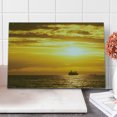 thumbnail image 1 of Nautical Cutting Board, Cargo Ship Sailing Away When Sun Goes down Disappears with Rays Art Photo, Decorative Tempered Glass Cutting and Serving Board, Large Size, Yellow, by Ambesonne, 1 of 1