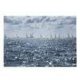thumbnail image 1 of Nautical Cutting Board, Group of Sailing Boats in the Sea Competition Game Racing Sports Mediterranean Landscape, Decorative Tempered Glass Cutting and Serving Board, Large Size, Blue, by Ambesonne, 1 of 1