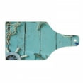 thumbnail image 1 of Nautical Cutting Board, Nautical Lifestyle Theme Vintage Steering Wheel Stars Net Life, Decorative Tempered Glass Cutting and Serving Board, Wine Bottle Shape, Turquoise Navy Blue, by Ambesonne, 1 of 1