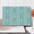 thumbnail image 1 of Nautical Cutting Board, Marine Theme Sea Animals Fishes Shells on Striped Blue Background, Decorative Tempered Glass Cutting and Serving Board, Large Size, Baby Blue, by Ambesonne, 1 of 1