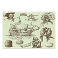 thumbnail image 1 of Nautical Cutting Board, Merchant Ship Banana Monkey Parrot Boat Historical Sketch Style Art, Decorative Tempered Glass Cutting and Serving Board, Large Size, Pale Yellow Brown, by Ambesonne, 1 of 5