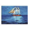 thumbnail image 1 of Nautical Cutting Board, Oil Painting Style Sailing Ship on Horizon Impressionist Art Image Print, Decorative Tempered Glass Cutting and Serving Board, Large Size, Navy Blue and Blue, by Ambesonne, 1 of 5