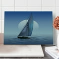 thumbnail image 1 of Nautical Cutting Board, Sailing Boat in Moonrise Dramatic Sky Ocean Reflections Wavy Serene Illustration, Decorative Tempered Glass Cutting and Serving Board, Large Size, Violet Blue, by Ambesonne, 1 of 1