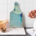 thumbnail image 1 of Nautical Cutting Board, Sea Objects on Wooden Backdrop Vintage Boat Starfish Shell Fishing Net Photo, Decorative Tempered Glass Cutting and Serving Board, Wine Bottle Shape, Blue White, by Ambesonne, 1 of 5