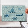 thumbnail image 1 of Nautical Cutting Board, Wave Pattern Marine Elements Octopus Crab Starfish Whale Art, Decorative Tempered Glass Cutting and Serving Board, Large Size, Beige Blue White, by Ambesonne, 1 of 1