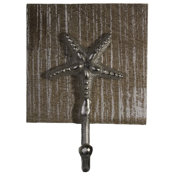 Nautical Dcor- 7.5 Inch Wood & Metal Starfish Wall Hook
