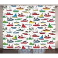 thumbnail image 1 of Ambesonne Nautical Curtains 2 Panel Set, Cartoon Fishing Boats, 108" x 90", Multicolor, 1 of 3