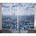 thumbnail image 1 of Ambesonne Nautical Curtains 2 Panel Set, Sailing Boats Sunny, 108" x 90", Blue, 1 of 3